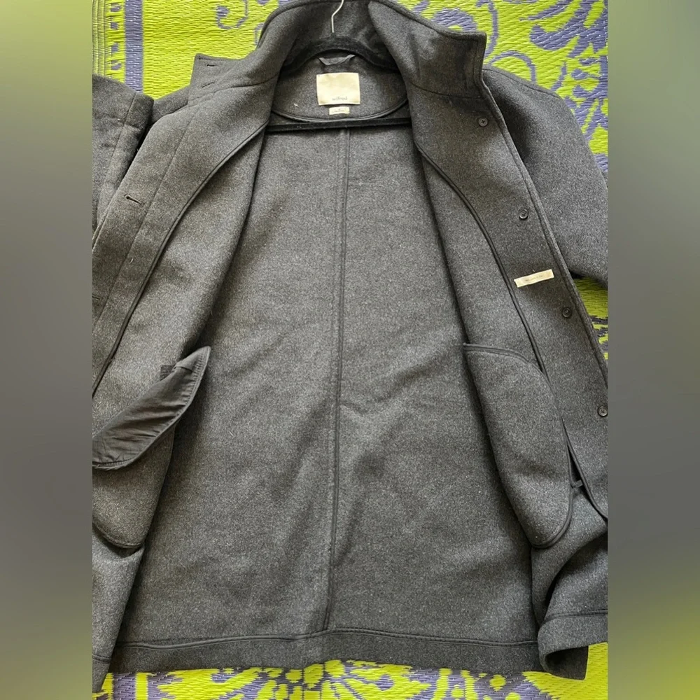 Aritzia Wilfred Dark Gray Wool & Cashmere High Collar Kimono Sleeves Coat Medium - Picture 11 of 16